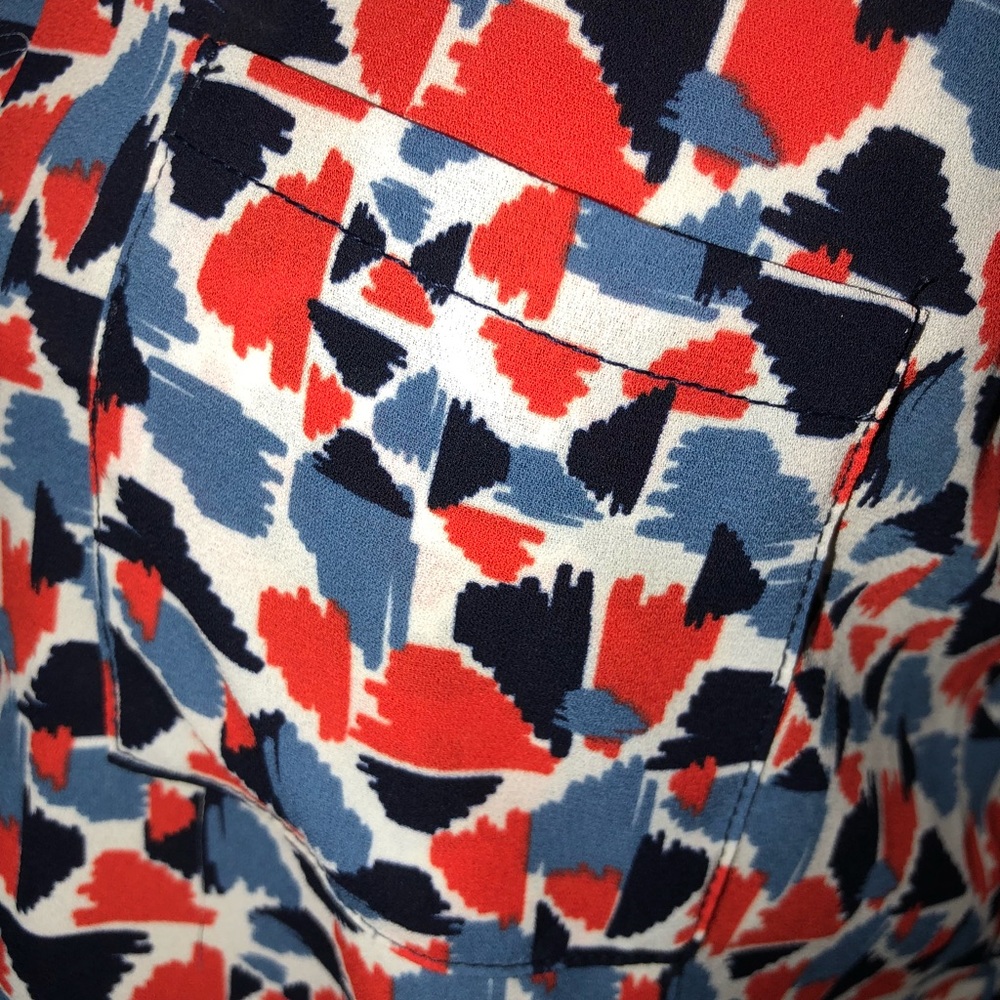 Papermoon Red-Orange/Blue Sleeveless Blouse LP - Picture 4 of 6